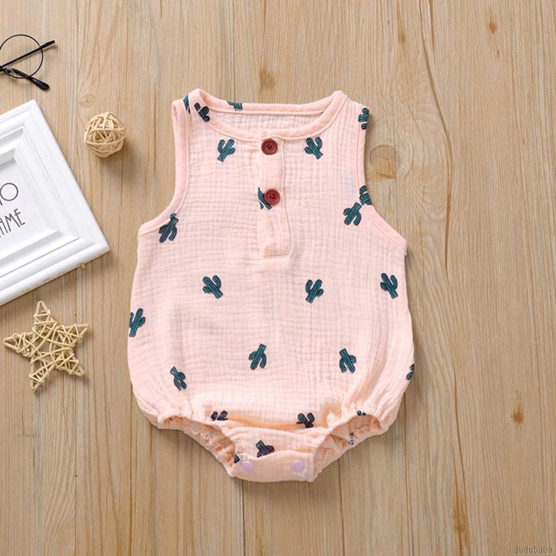 Jumpsuit Cotton Không Tay Đáng Yêu Cho Bé Gái 0-18 Tháng