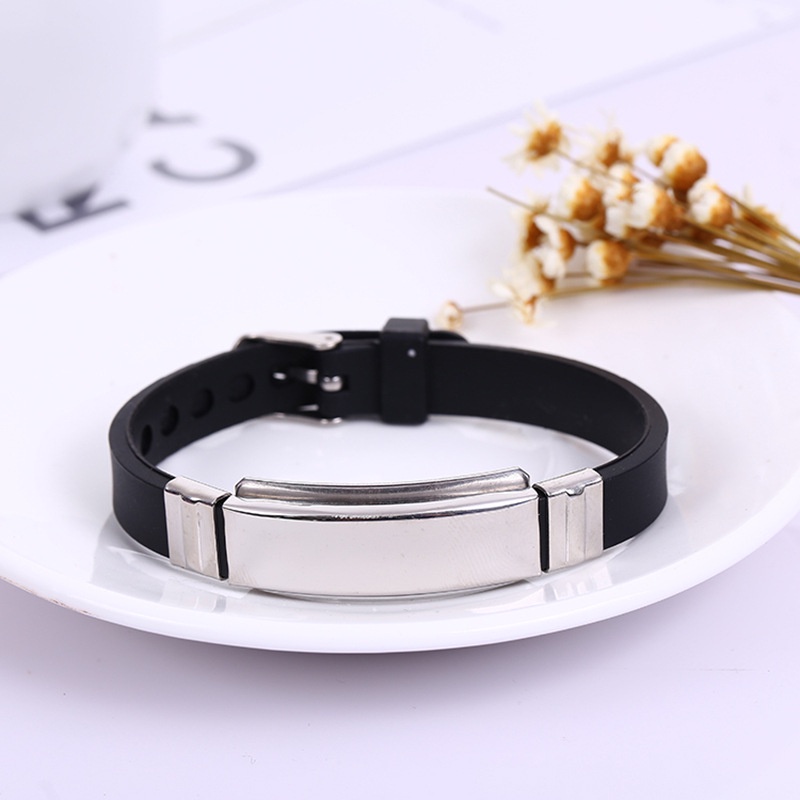 Vòng tay  unisex nam nữ cao su silicon titan lắc tay mặt thép phụ kiện thời trang quà tặng