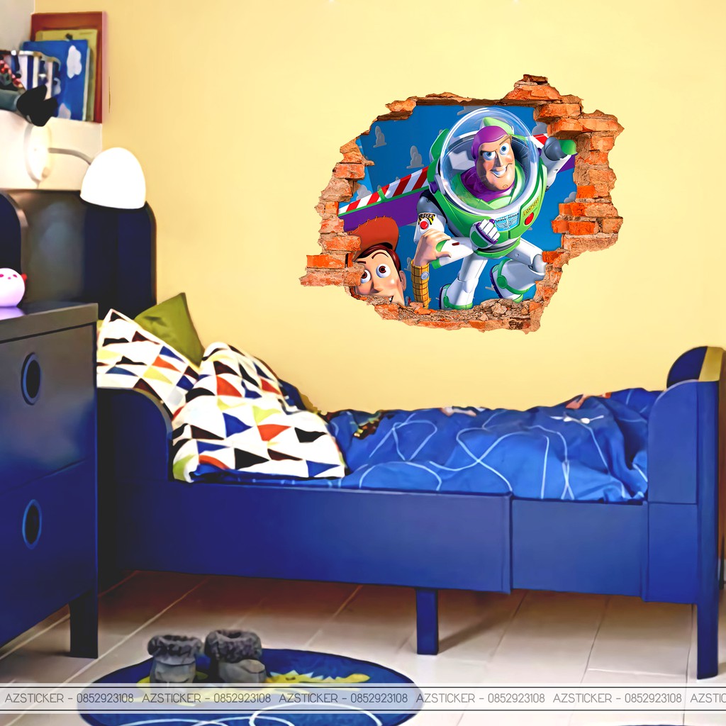 Decal Dán Tường 3D Hình TOY STORY NGÒM NGÓ | Decal Dán Tường Chống Thấm Nước , Chống Bay Màu Dán Phòng Ngủ