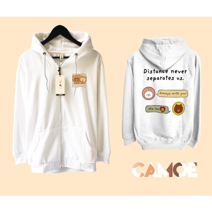 Áo Khoác Hoodie Lông Cừu Polyflex Trơn Có Dây Kéo In Chữ Màu Nâu Làm Quà Tặng Valentine Cho Các Cặp Đôi