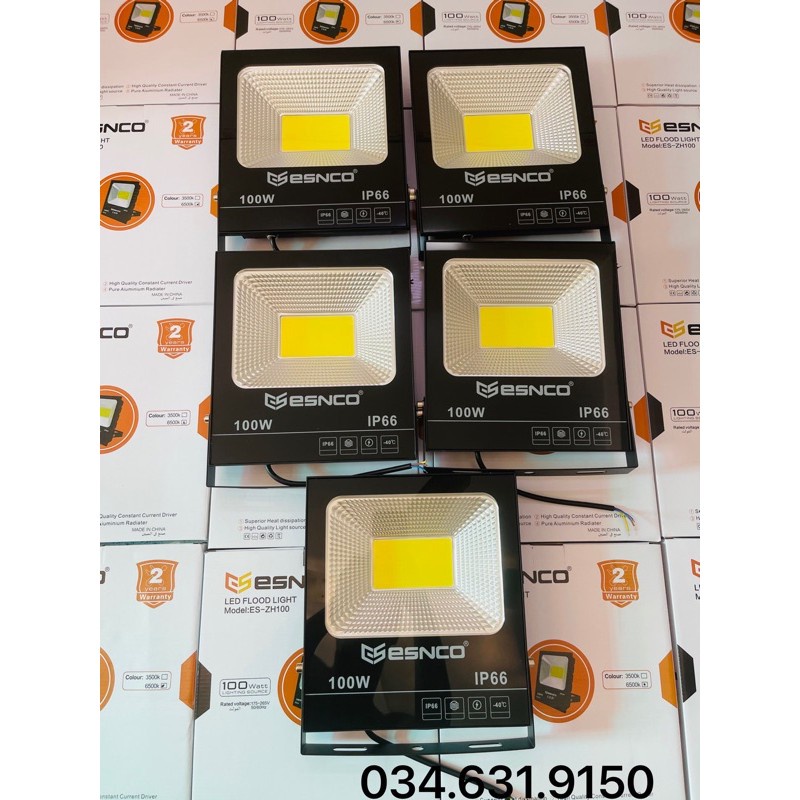 Đèn Pha LED 100w ESNCO Chịu Nước Chịu Ngập Theo Tiêu Chuẩn IP66 Hiện Đại