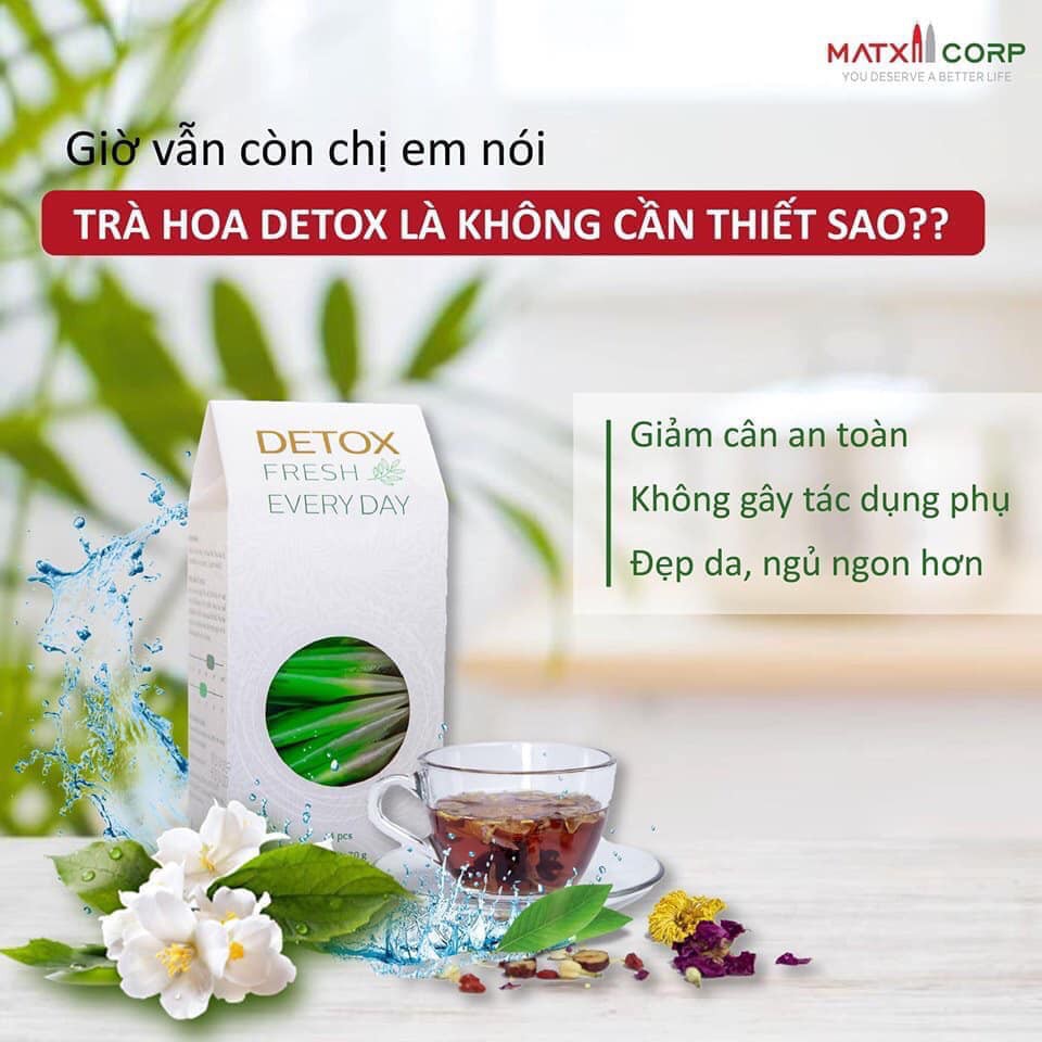 TRÀ DETOX HOA CÚC THẢI ĐỘC - Trà hoa sấy khô Detox Fresh Everyday tách combo