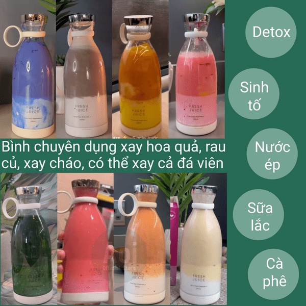 Bình Xay Sinh Tố Aoi Fresh Sạc Không Dây Tiện Lợi 350ml - Xay Hoa Quả, Rau, Đá Viên - Aoi Official Store