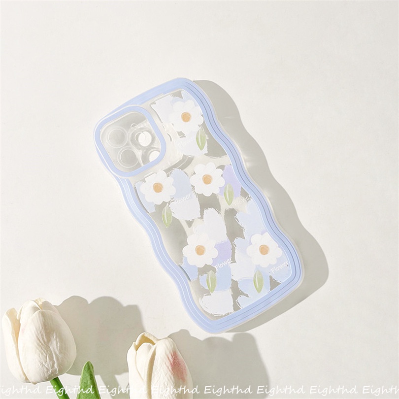 Ốp Điện Thoại Silicon Mềm Chống Sốc Họa Tiết Hoa Viền Lượn Sóng Cho iPhone 13 12 11 Pro Max X XR Xs Max 6 7 8 Plus