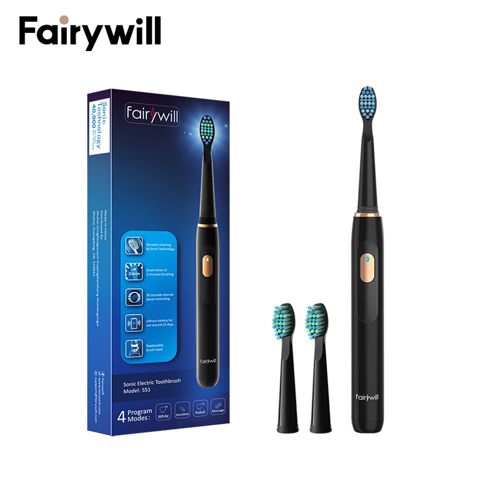 Bàn chải điện Fairywill 551 với 2 đầu bàn chải