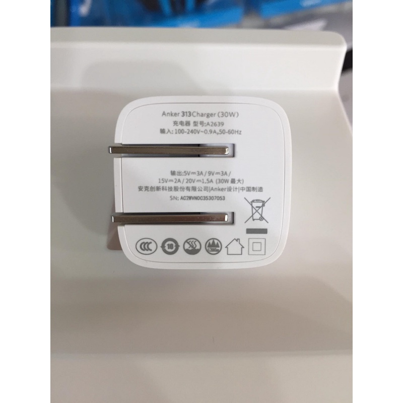 Sạc Anker 313 charger PD 30W sạc nhanh cho Smartphone/tablet/macbook (A2639)