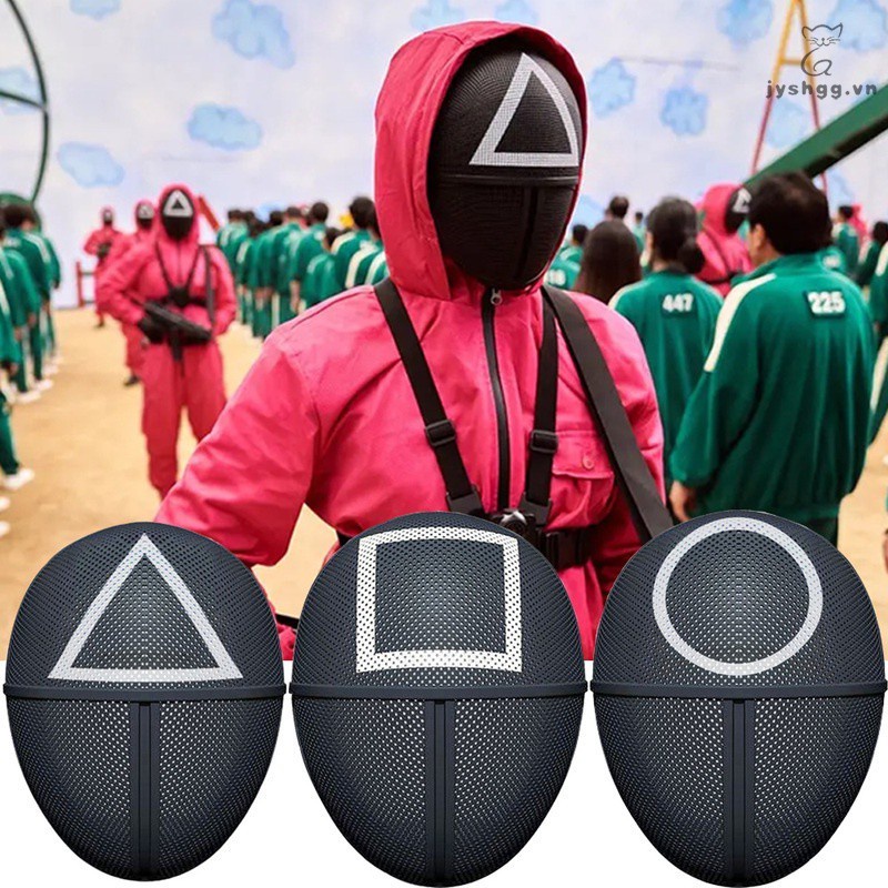 Mặt nạ nhân vật phim truyền hình Hàn Quốc Squid Game màu đen vuông/tròn/tam giác/người điều khiển làm đạo cụ halloween