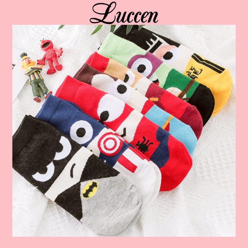 Tất Cổ Ngắn Nam Nữ Chất Liệu Cotton Hoạ Tiết Hoạt Hình Cute T05
