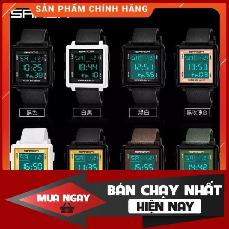 Hàng Cao Cấp -  Đồng hồ chính hãng SANDA 100% đếm thời gian cho nam có dây đeo resin kèm hộp - lỗi 1 đổi 1