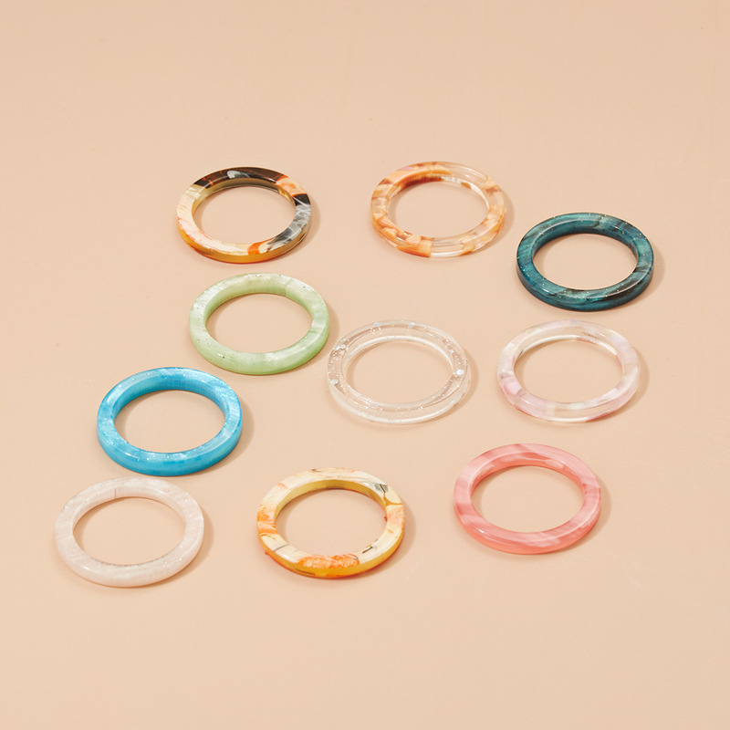 Set 10 Nhẫn Màu Sắc Phong Cách Hàn Quốc Thời Trang Cho Nữ