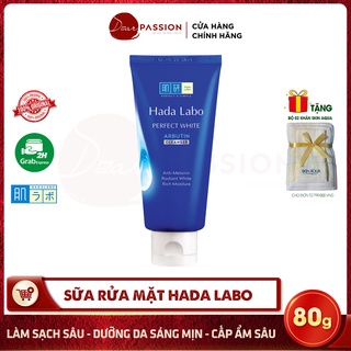 Sữa Rửa Mặt Hada Labo Màu Xanh Dưỡng Trắng Hoàn Hảo Tối Ưu - HadaLabo Perfect White Arbutin Cleanser 80g