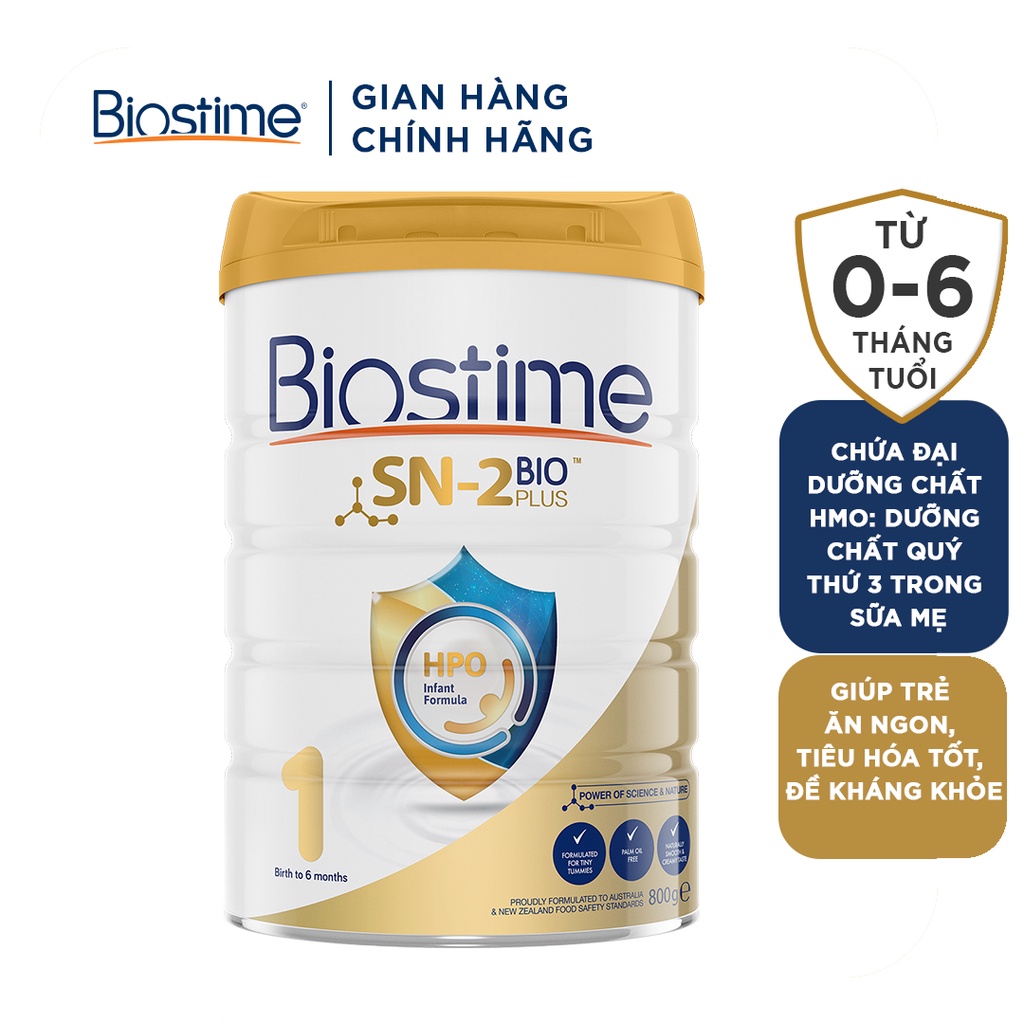 Sữa Bò Biostime SN2 Bio Plus HPO số 1, cải thiện tiêu hóa tăng cường hấp thu cho bé 800g