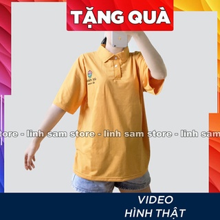 Áo thun nữ POLO tay lỡ có cổ phông form rộng freesize unisex mặc đi học, cặp, nhóm, lớp in hình CÂY KEM