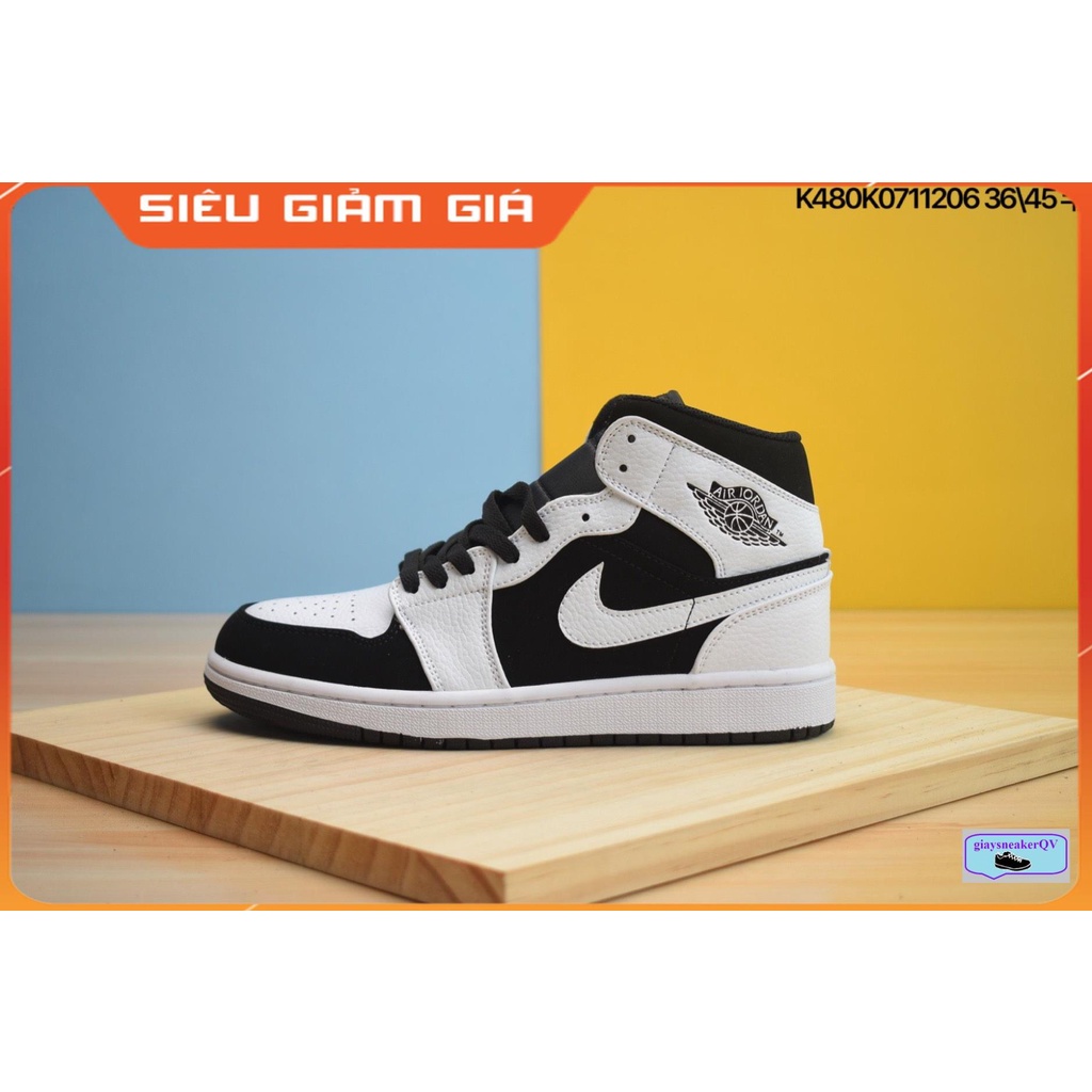 Giày thể thao nam nữ Air Jordan 1 Mid White Black xu hướng thời trang hot hit, năng động