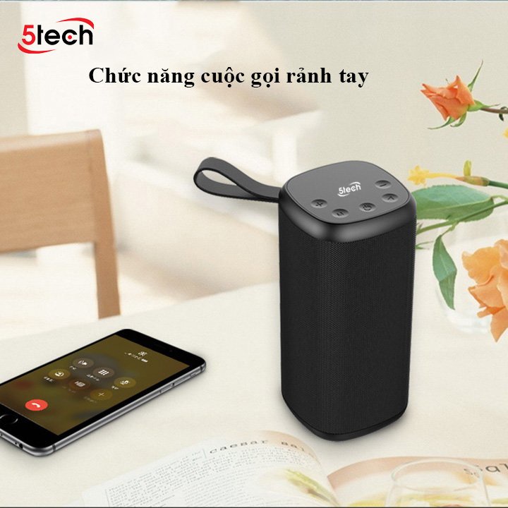 Loa Bluetooth 5.0 Loa Kép Di Động 5Tech, có khe cắm Thẻ nhớ,đài FM cổng USB, Mic và Cáp AUX