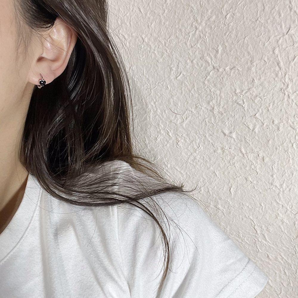 Bông Tai Khóa Tròn / Trái Tim / Chữ Nhật Bằng Đồng Phong Cách Hàn Quốc