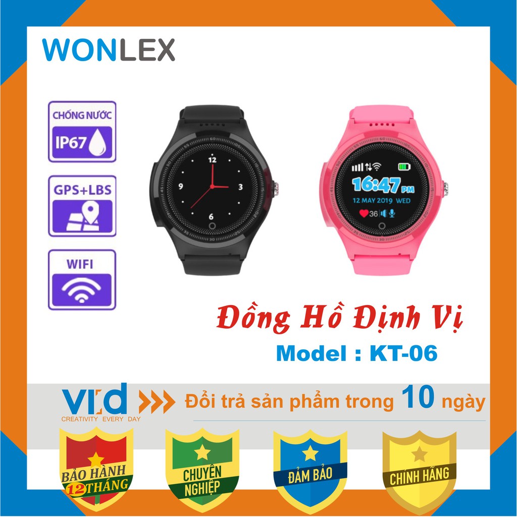 Đồng hồ định vị thông minh WONLEX KT06 - Wifi - Chống nước IP67 - Bảo hành chính hãng 12 tháng