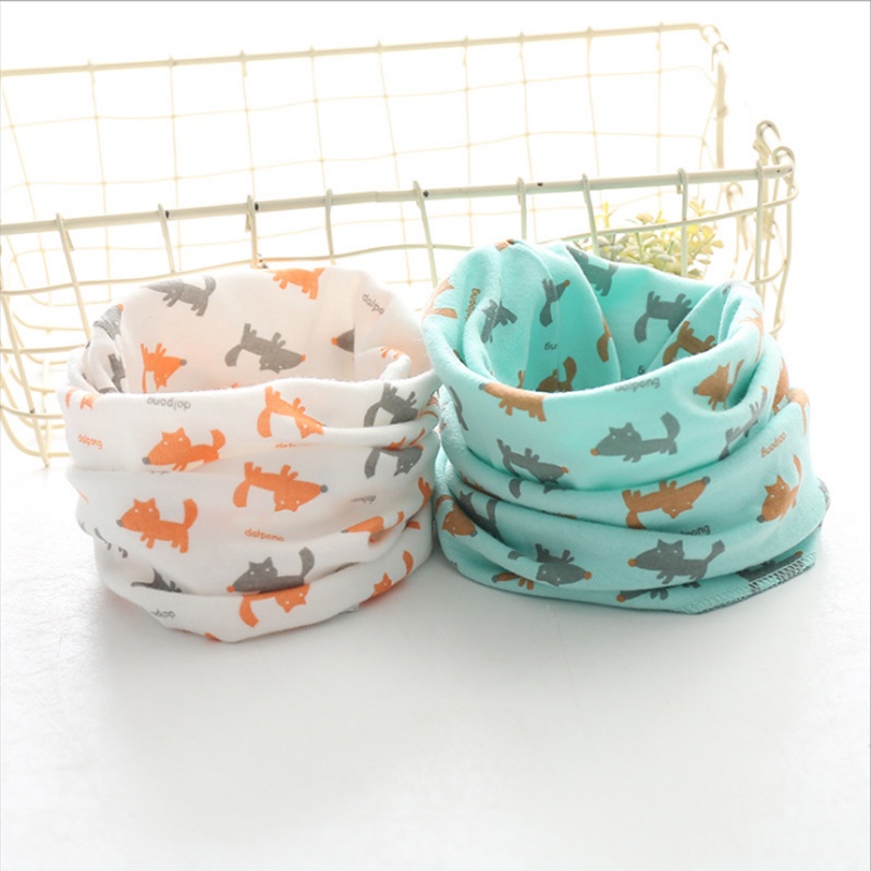 Khăn choàng cổ vải cotton dáng tròn in hoạt hình dễ thương cho trẻ em
