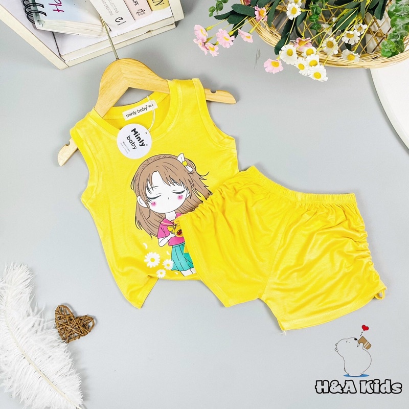 Bộ Ba lỗ rút dây cho bé gái đang yêu sz 7-18 kg