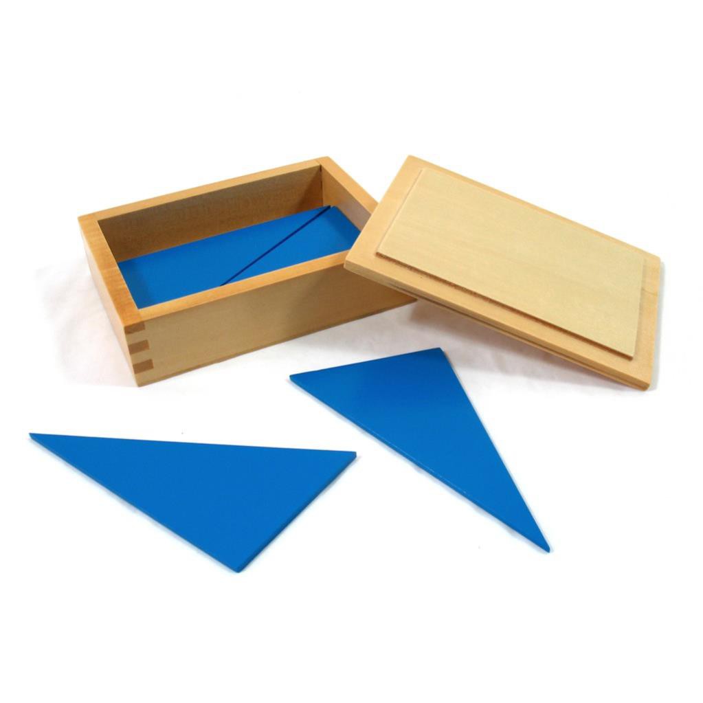 Giáo cụ Montessori - Hộp đựng các hình tam giác vuông màu xanh - Box of Blue Triangles