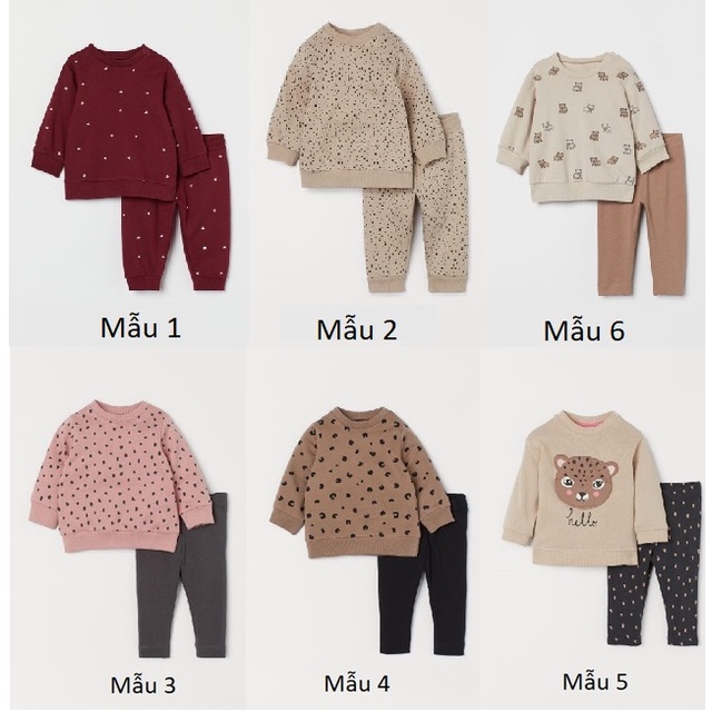 Bộ nỉ dài tay HM chính hãng size 12-18m, 2-3y, 3-4y