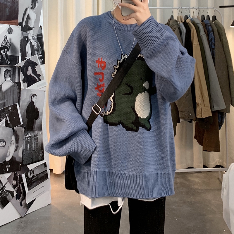 Áo gió sweater lười dáng rộng họa tiết hoạt hình thời trang Hàn Quốc cá tính dành cho nam