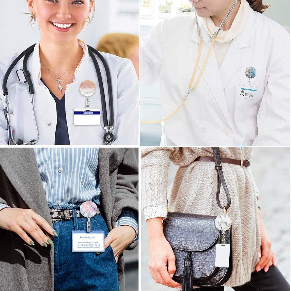 Kẹp Gắn Thẻ Tên Họa Tiết Đá Hoa Cương Có Thể Thu Gọn Trang Trí Văn Phòng