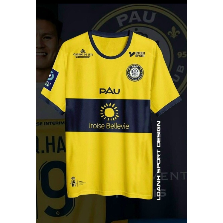 Bộ quần áo đá banh Pau FC vàng sân nhà 2023-JP