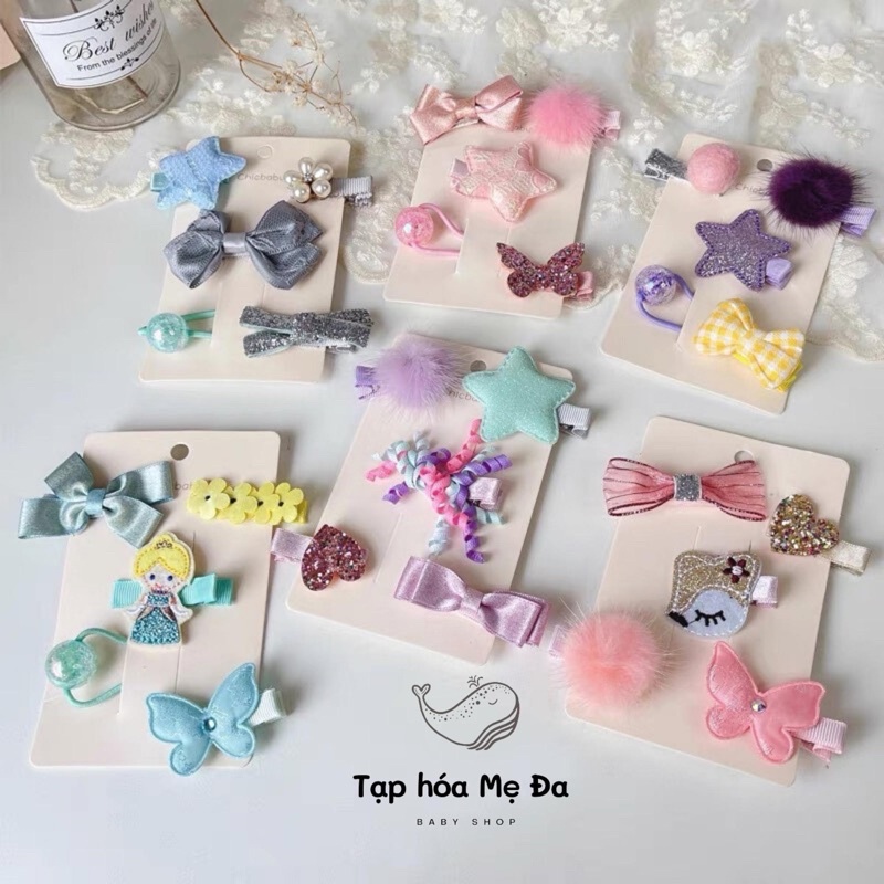 Set 5 kẹp tóc cao cấp phong cách Hàn Quốc cho bé chính hãng Chicbaby