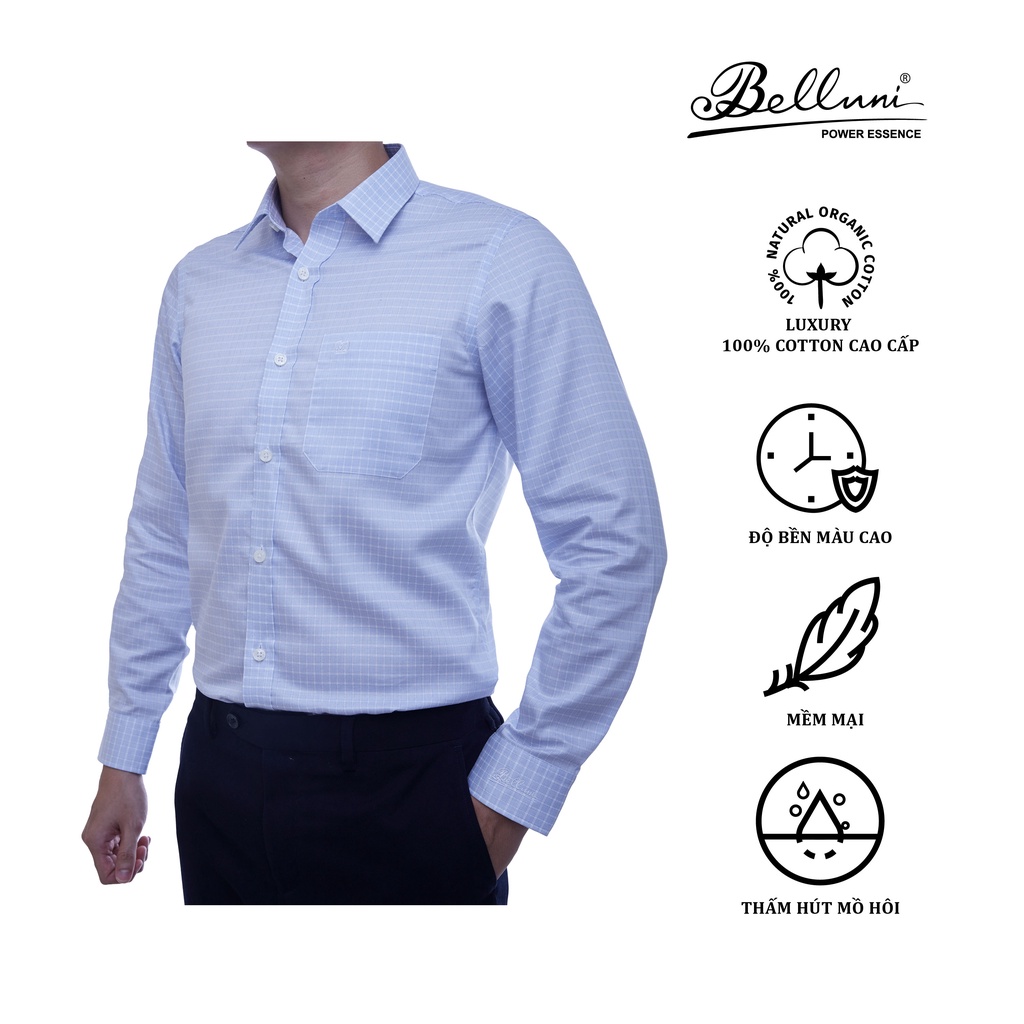 Áo sơ mi nam dài tay cao cấp BELLUNI LUXURY Chất 100% Cotton - ABD.CM.BE.164.B7