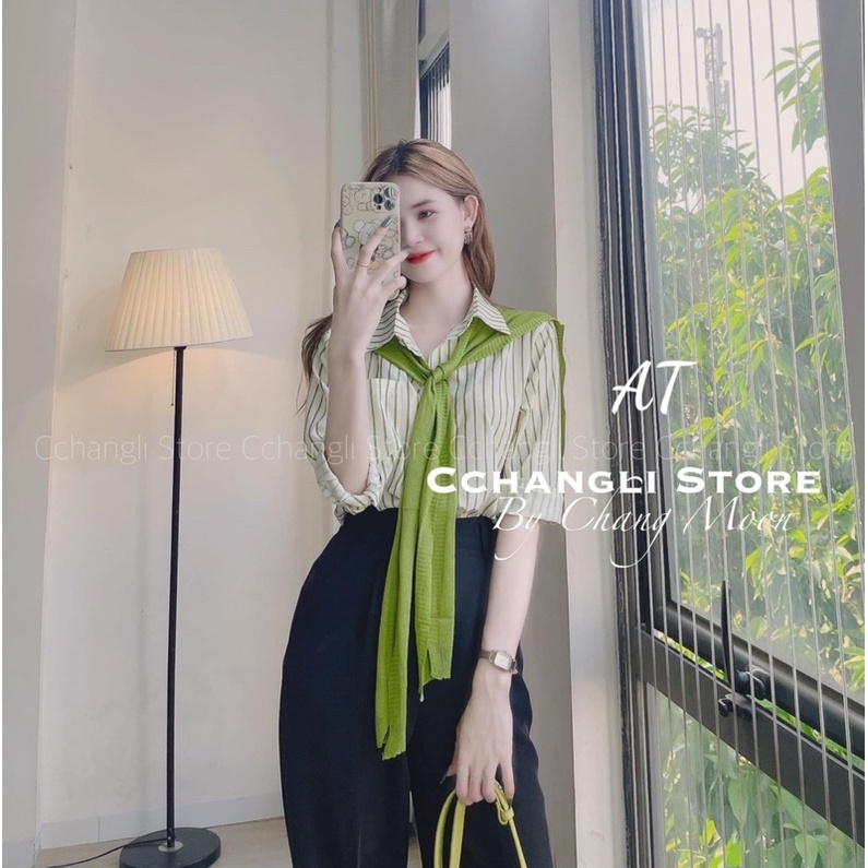 Áo Sơ Mi Thuỷ Thủ Phối Khăn Len Hàng Quảng Châu Cao Cấp