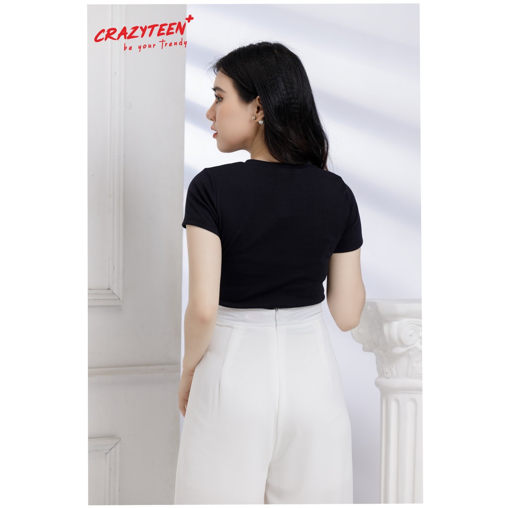 [Mã FAMALLT5 giảm 15% đơn 150k] Áo thun croptop nữ CRAZYTEEN phong cách trẻ trung (AC0340)