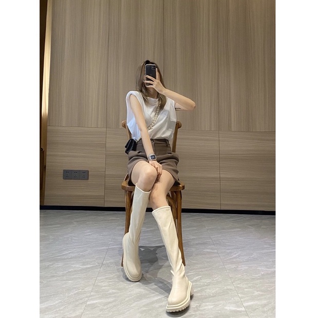 Bốt Cao Cổ Nữ 🖤Tiệm Vải Xinh Clothes🤍 Giày Bốt Kéo Khoá Đế Cao 4.5cm | BigBuy360 - bigbuy360.vn