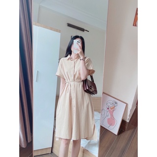 DEVONT DRESS - Váy linen dáng suông dài thắt eo REGEN