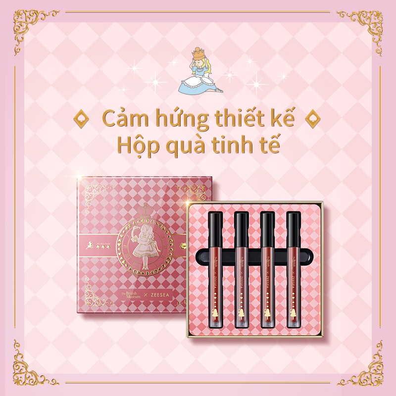 ZEESEA Hộp quà tặng Alice Joint Lip Glaze 1 hộp quà gồm 4 thỏi son | BigBuy360 - bigbuy360.vn