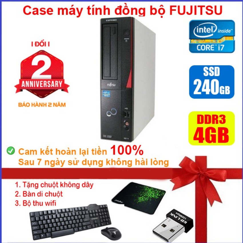 Case máy tính để bàn đồng bộ Fujitsu CPU i7 2600 - RAM 4GB - SSD 240GB - SSD 120GB | BigBuy360 - bigbuy360.vn