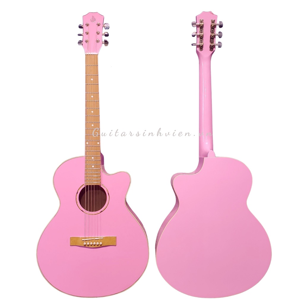 Đàn Guitar Acoustic Màu Hồng Phấn Giá Rẻ Cho Người Mới Tập Chơi SV-A1CL - Đàn guitar acoustic màu hồng nhạt chất lượng.