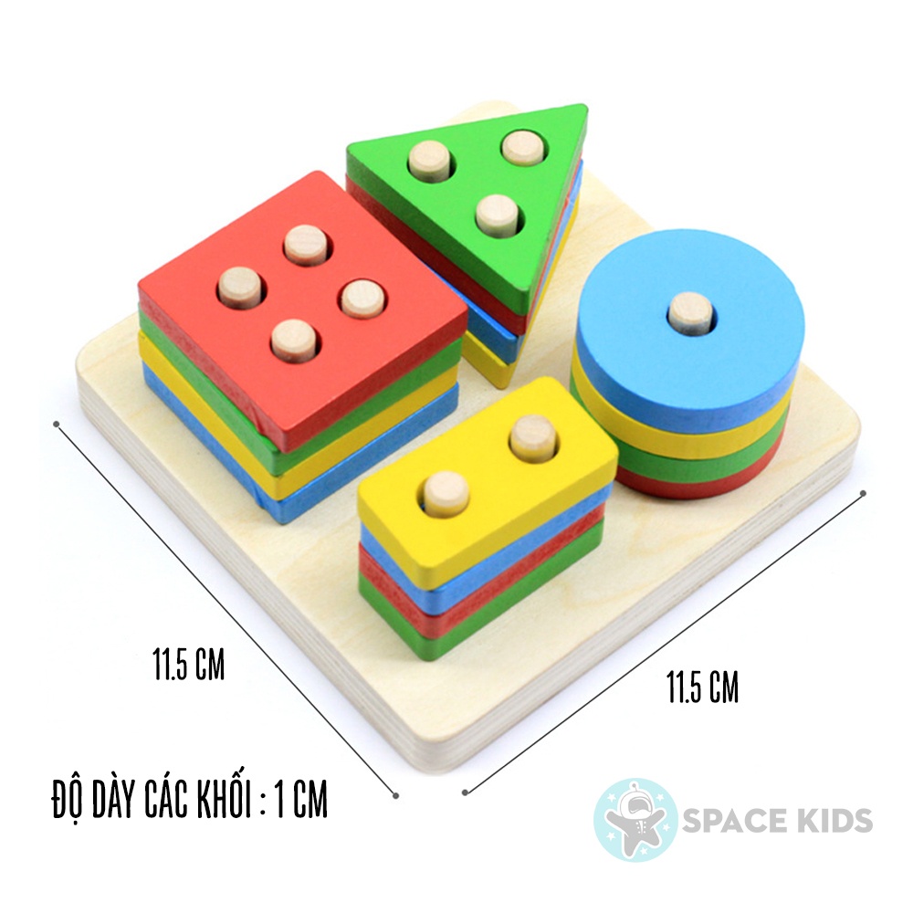 Đồ chơi gỗ thông minh phát triển trí tuệ cho bé 6 món cơ bản giáo dục Montessori Space Kids