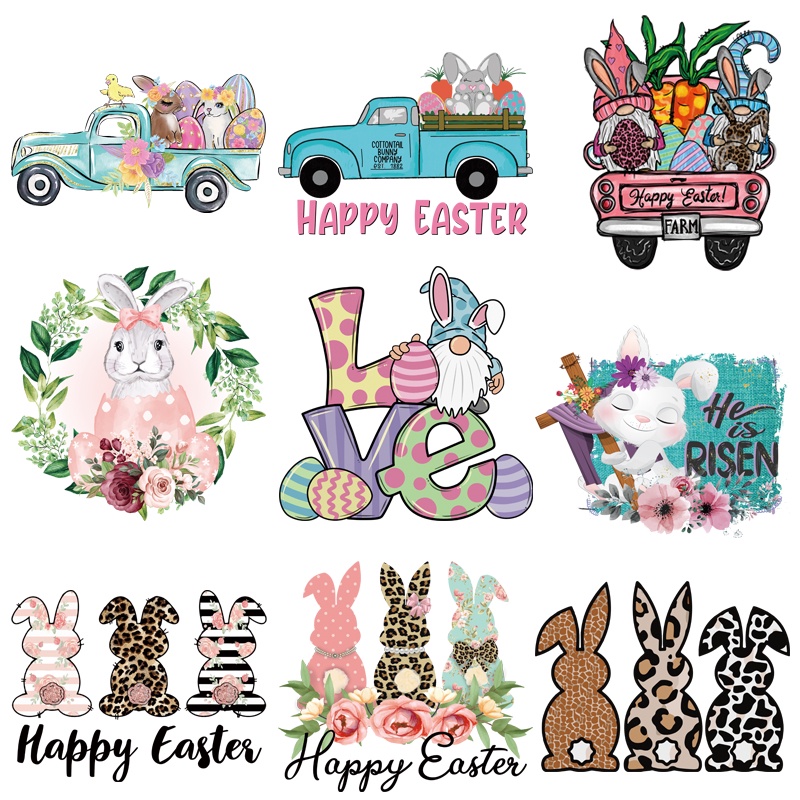 Miếng Dán Ủi Quần Áo Truyền Nhiệt Họa Tiết Happy Easter