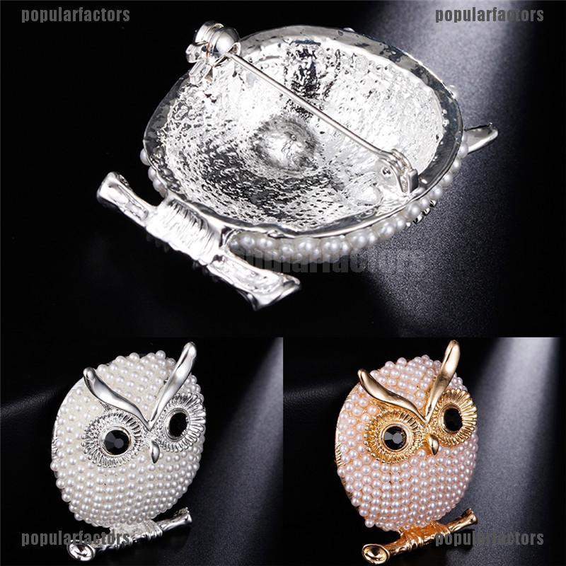 Ghim Cài Áo Hình Cú Mèo Đính Ngọc Trai Nhân Tạo