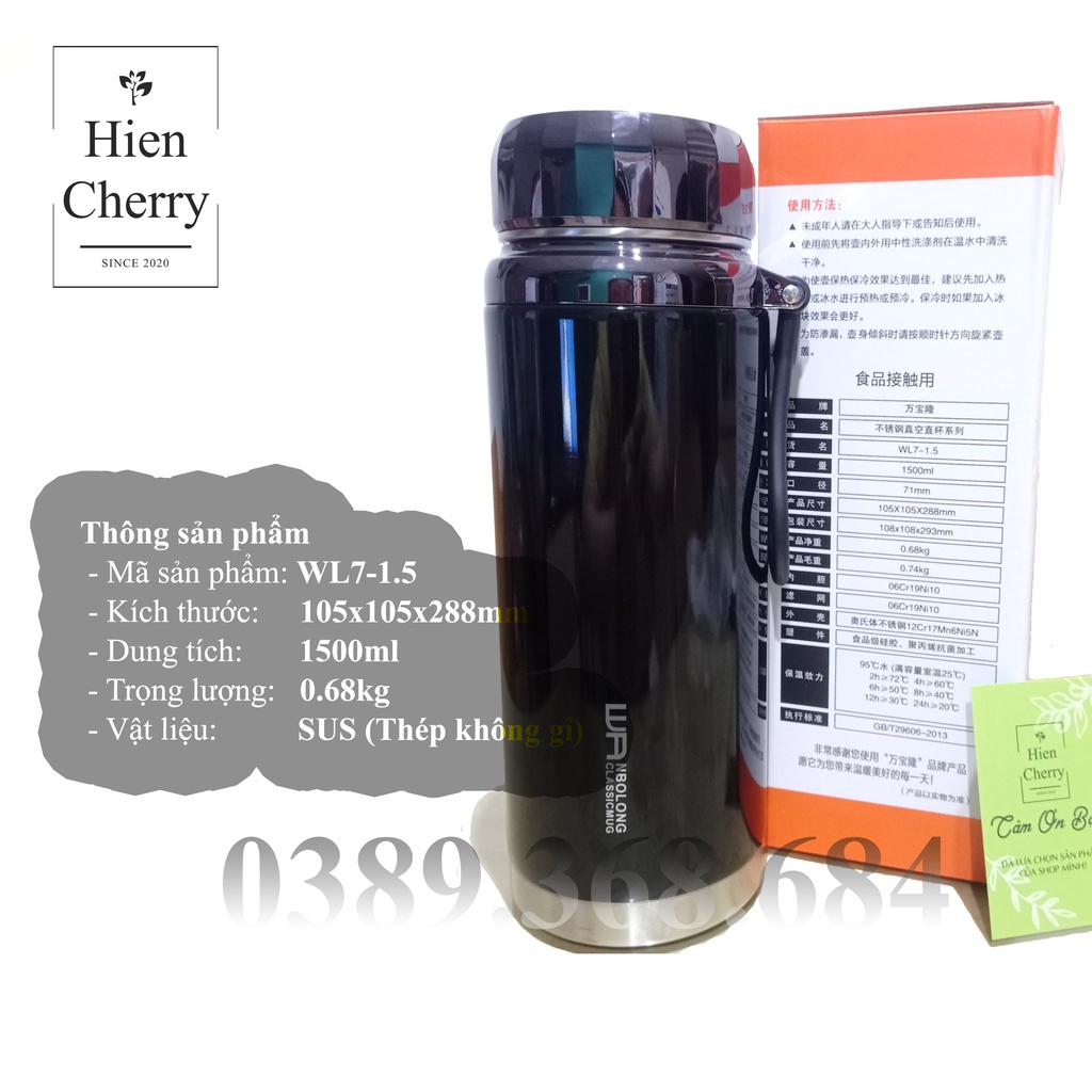 Bình giữ nhiệt nóng lạnh 1500ml - 1200ml - 1000ml - 780ml - 600ml chất liệu INOX 304 - An toàn - Tiện lợi