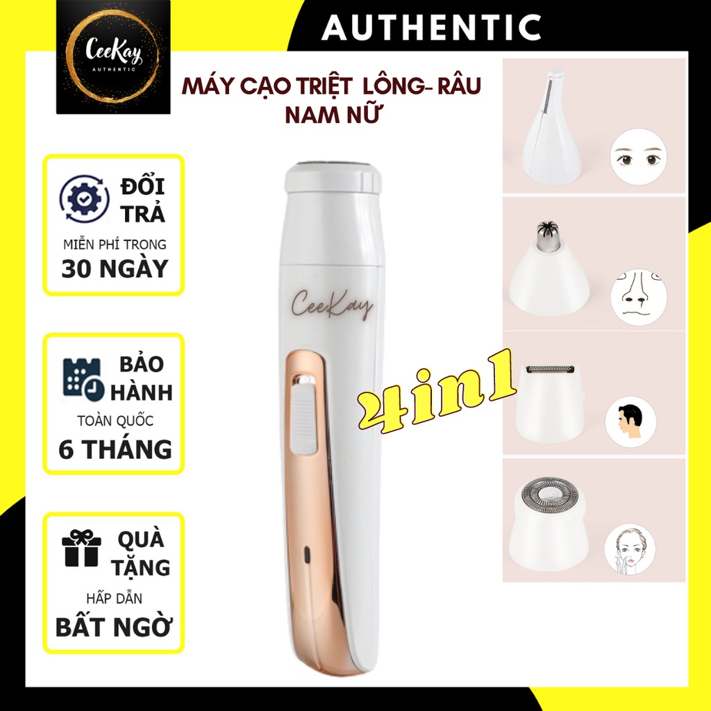 Máy tỉa lông đa năng 4in1 có thể cạo lông tỉa cạo râu hoặc tỉa lông mũi Ceekay