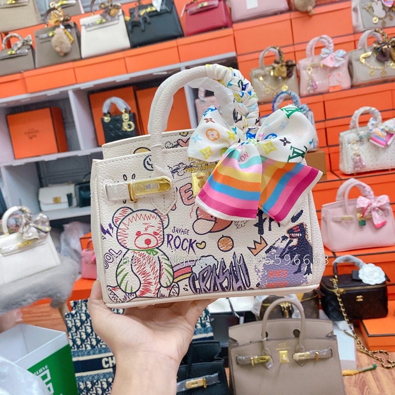 Túi HM birkin size 20 hoạ tiết in chìm mới nhất 2022 full hộp kèm khăn