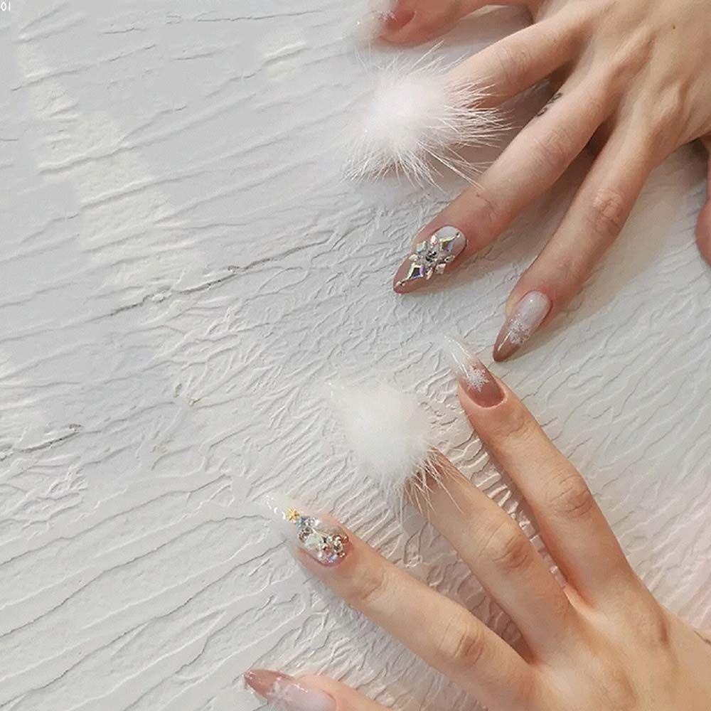 Phụ Kiện Quả Cầu Lông Xù Trang Trí Móng Tay Nghệ Thuật DIY