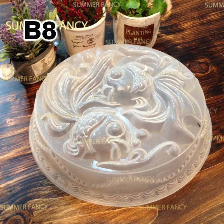 ( 8 mẫu ) khuôn rau câu size 25cm nhựa làm thạch bánh sinh nhật - Round Jelly mold 10"