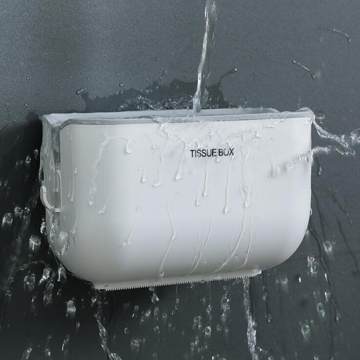 Hộp đựng giấy vệ sinh tiện dụng chống nước, giá treo giấy vệ sinh dán tường kèm kệ để đồ thông minh VS3