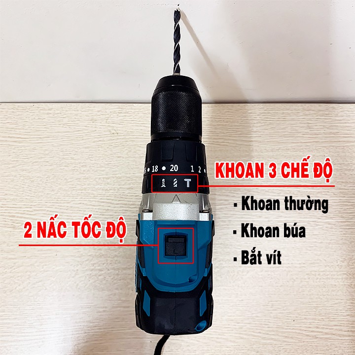 [TẶNG PK 29 CHI TIẾT] Máy Khoan Bê Tông Makita 118V- Máy khoan pin cầm tay không chổi than- Motor 775 Lõi Đồng 100%