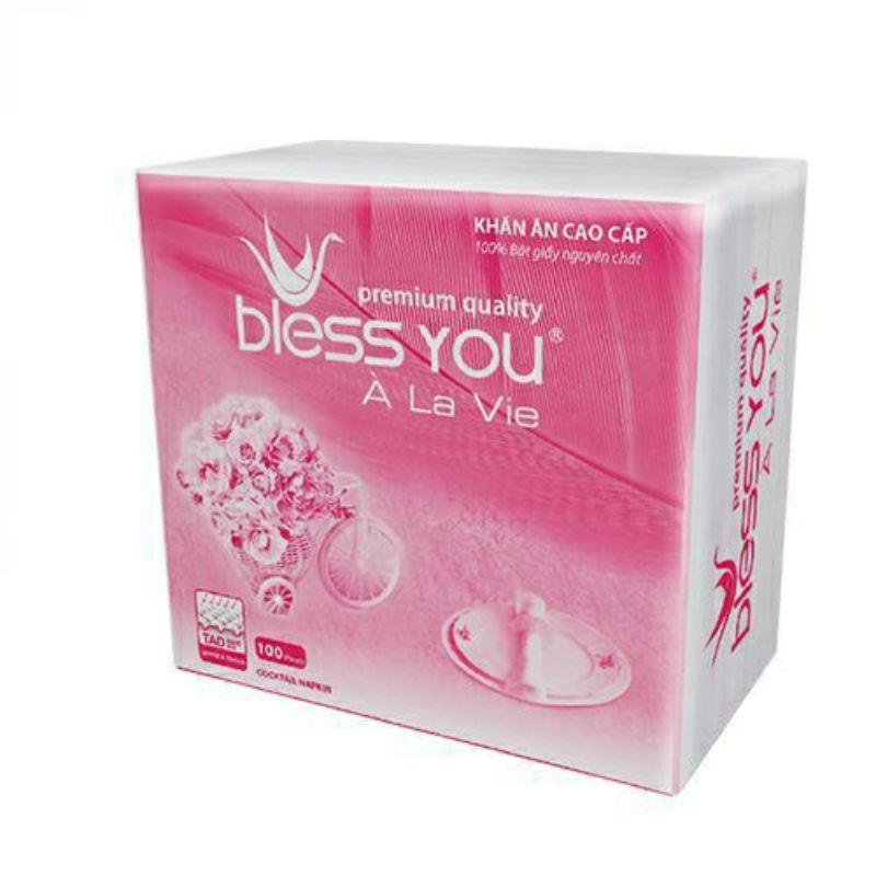 Khăn giấy ăn vuông Bless You 100 tờ