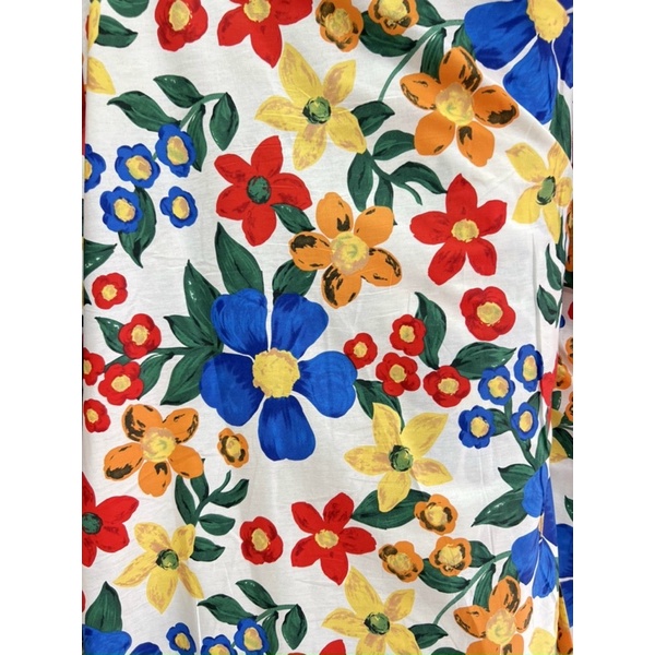 vải thô cotton hoa sao to may váy,áo,đồ bộ mềm mát