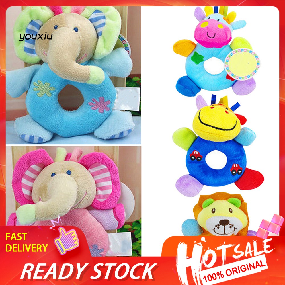 ♛YEWJ♛Baby Kid Child Plush Soft Stuffed Animal Hand Bell Wrist Rattle Educational Toy